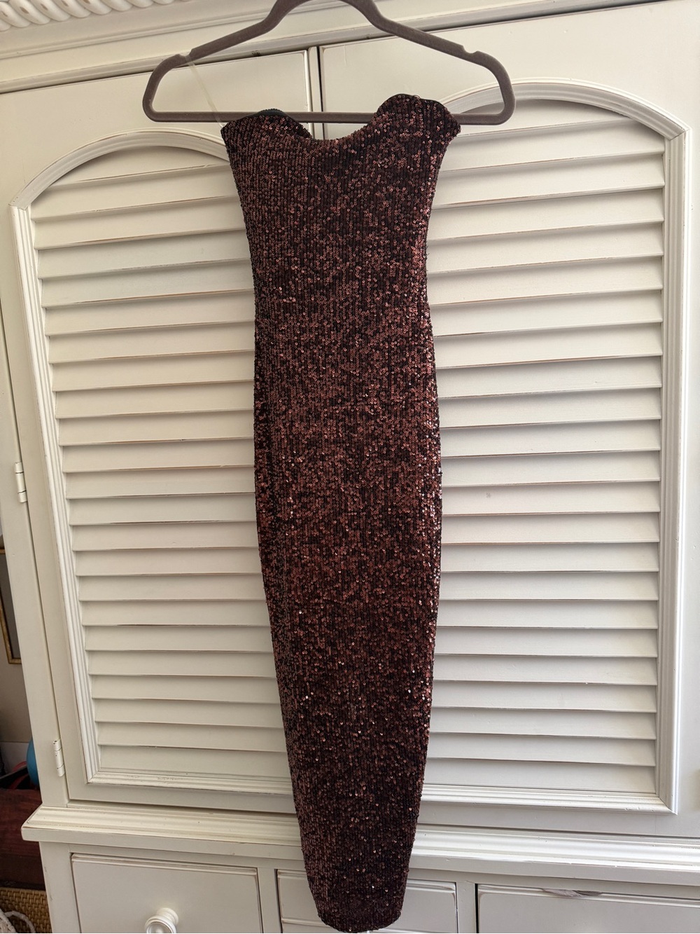Nookie Strapless Sequin Bodycon Dress in Deep Rose